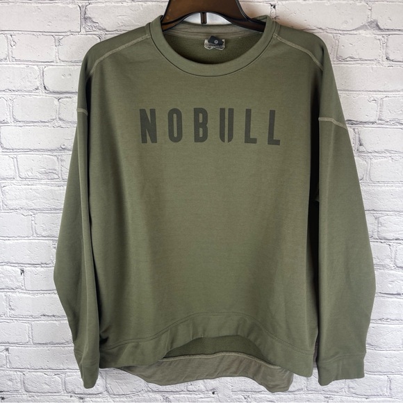 NOBULL Sweatshirt Womens Large Green Spellout Crew Neck - Picture 1 of 6